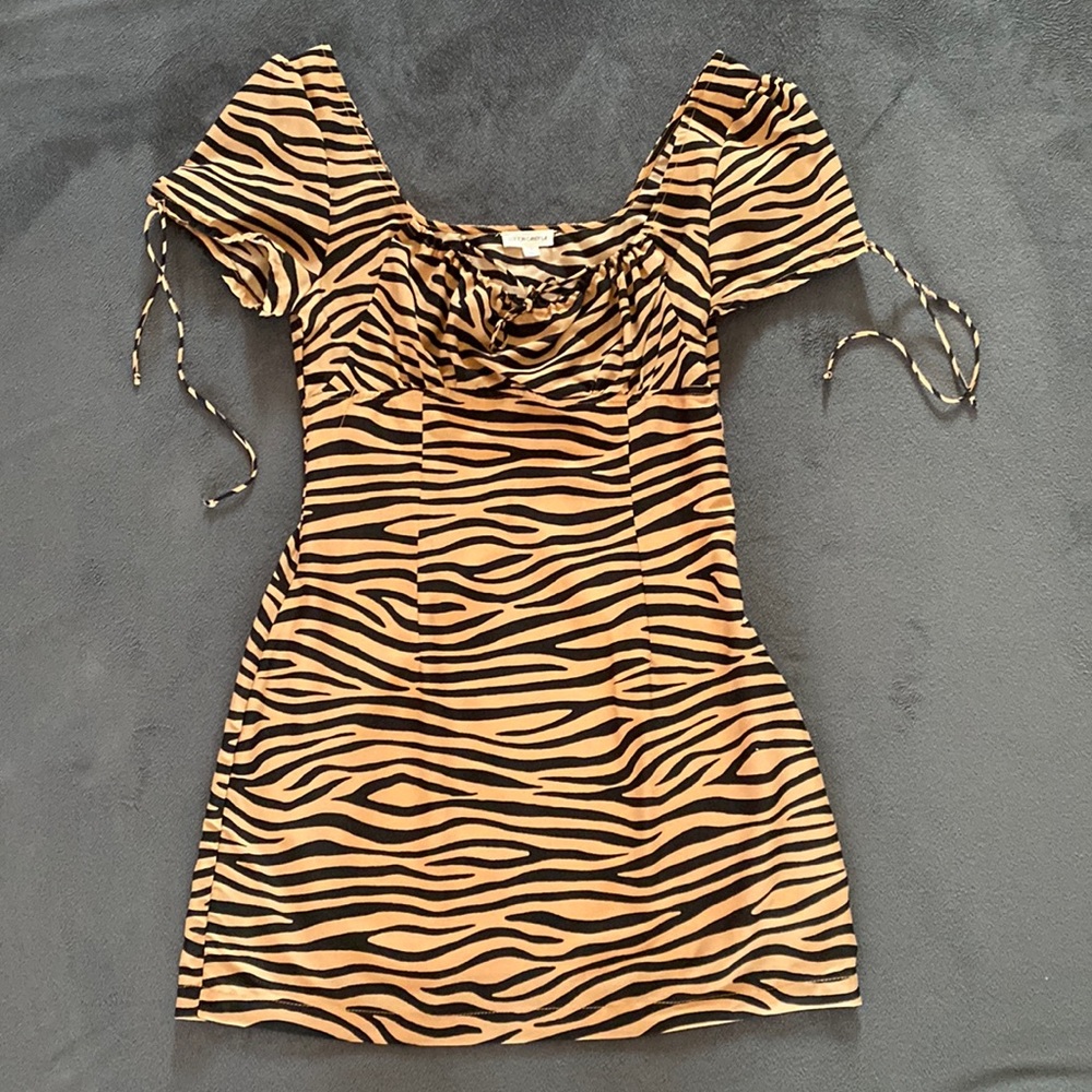 Tan Zebra Print Dress - Size Medium